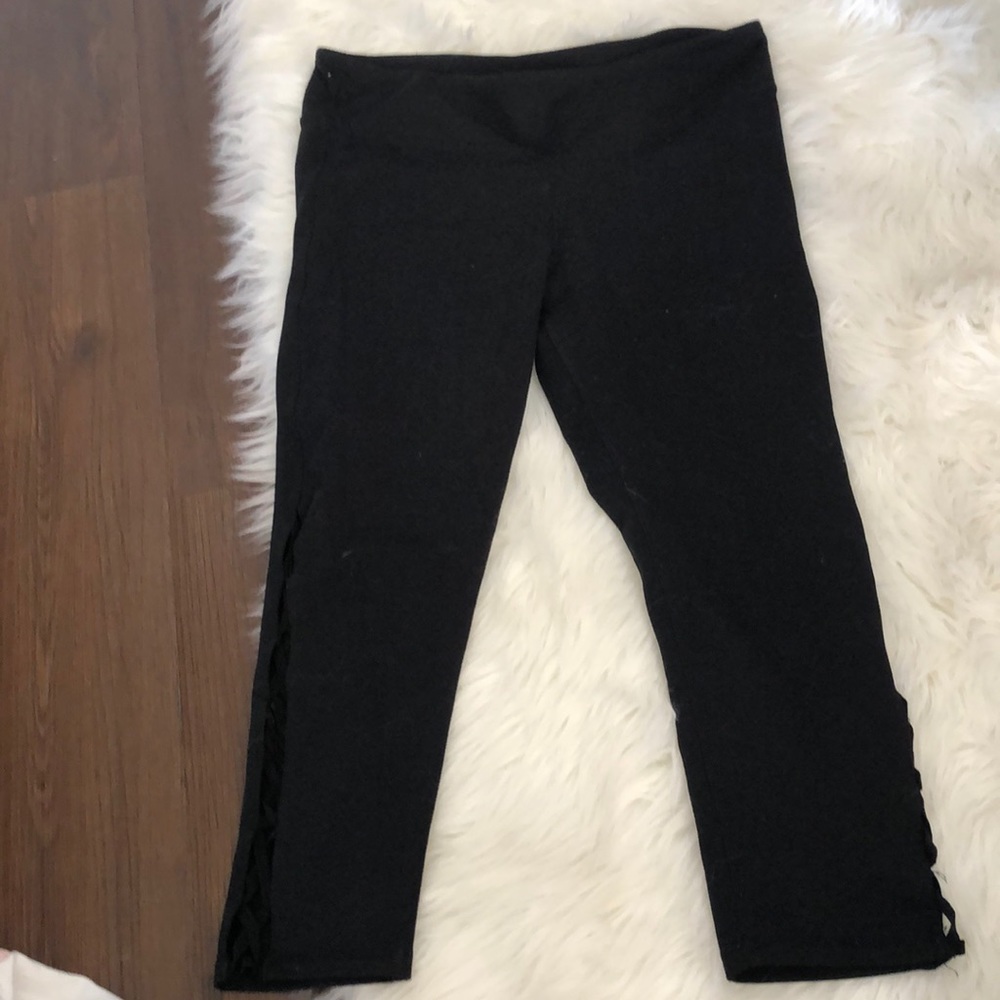 Fabletics black leggings with open design on leg